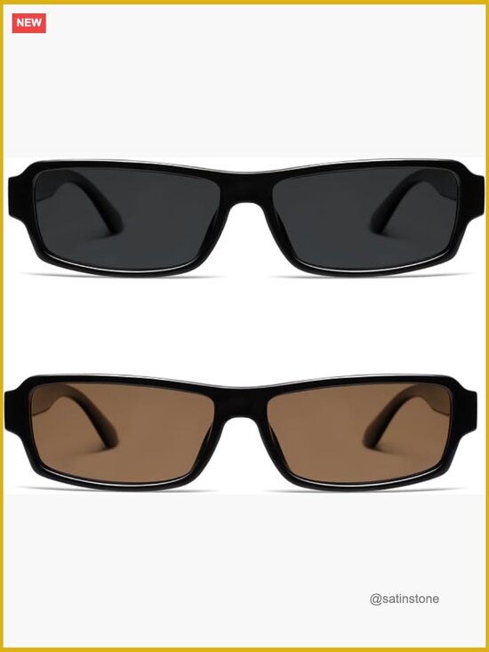Retro Rectangle Polarized Sunglasses for Women Men 90s